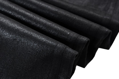 Men’s Streetwear Black Wax Leather Stretch Jeans — Baggy Y2K Flare Oversized Straight Denim Trousers