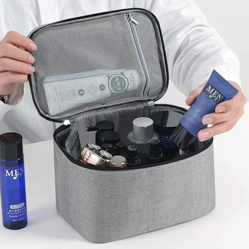 Men’s Business Travel Toiletry Bag – Double-Layer Large Capacity Cosmetic & Storage Handbag, Oxford Cloth