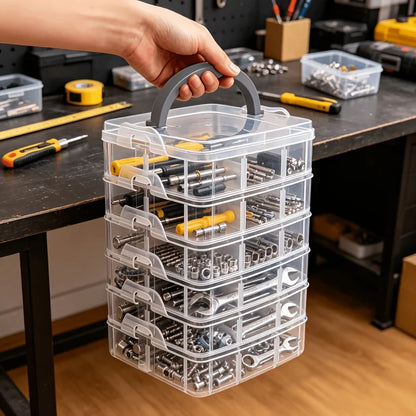 6-Layer Transparent Tool Storage Box - Multifunctional Organizer for Screws & Hardware