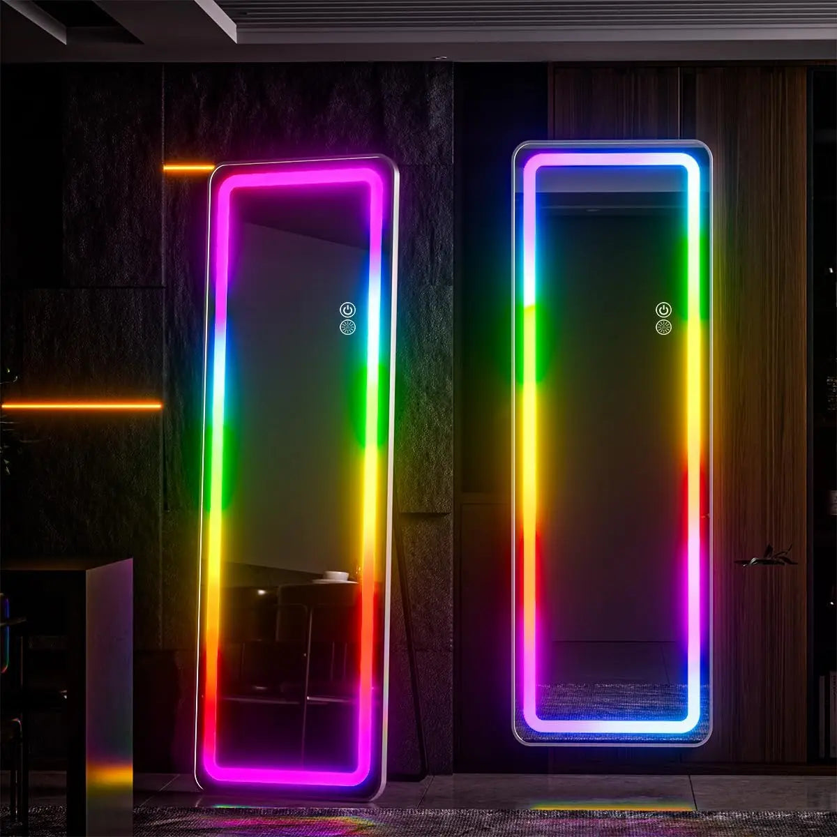 RGB Full-Length LED Mirror – 60"x16" Full Body Wall-Mounted Mirror with Dimming & 7 Color Changing Lights