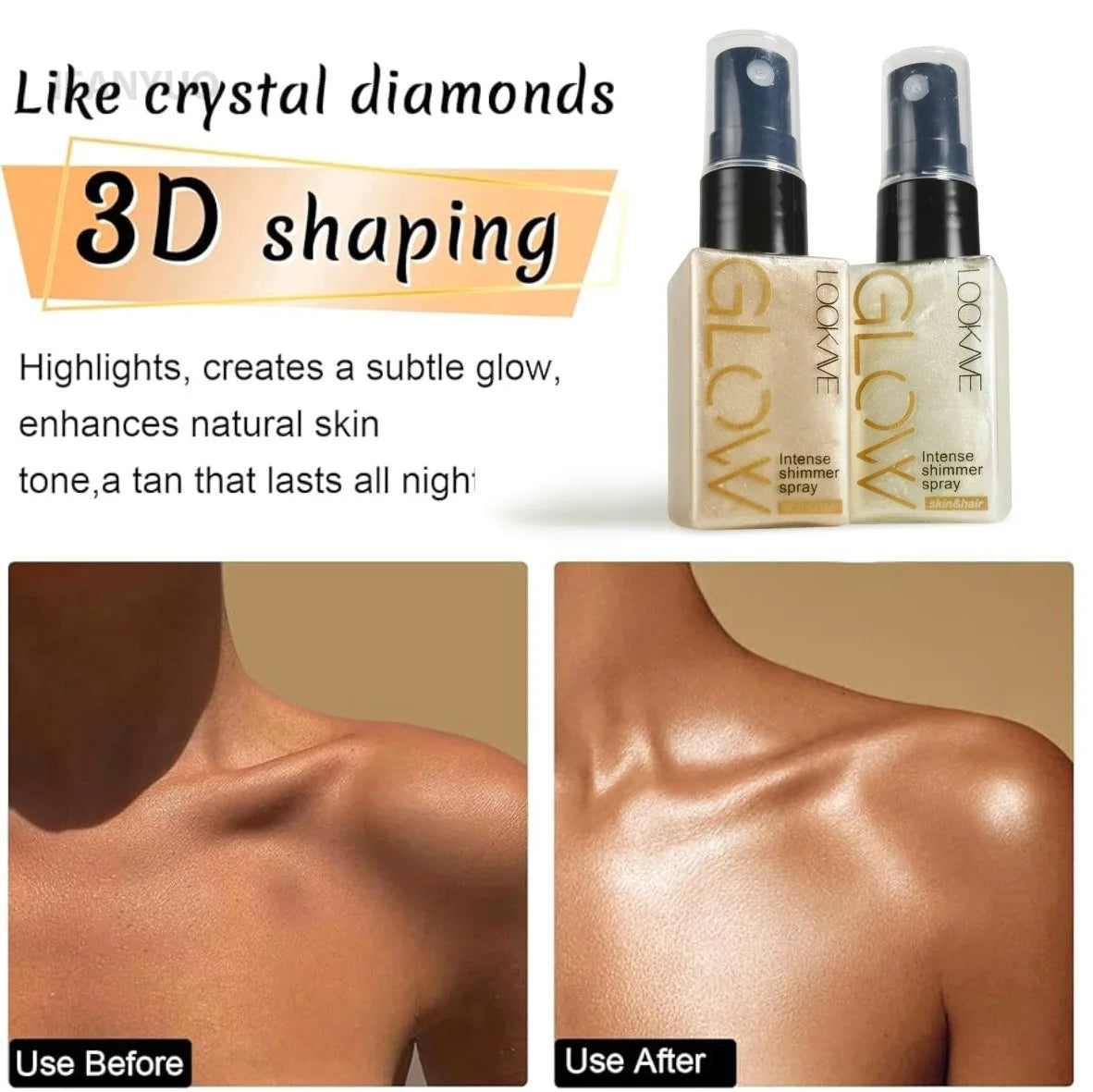 Waterproof Shimmer Oil Spray – Long-Lasting Gold & Bronze Liquid Highlighter for Face and Body