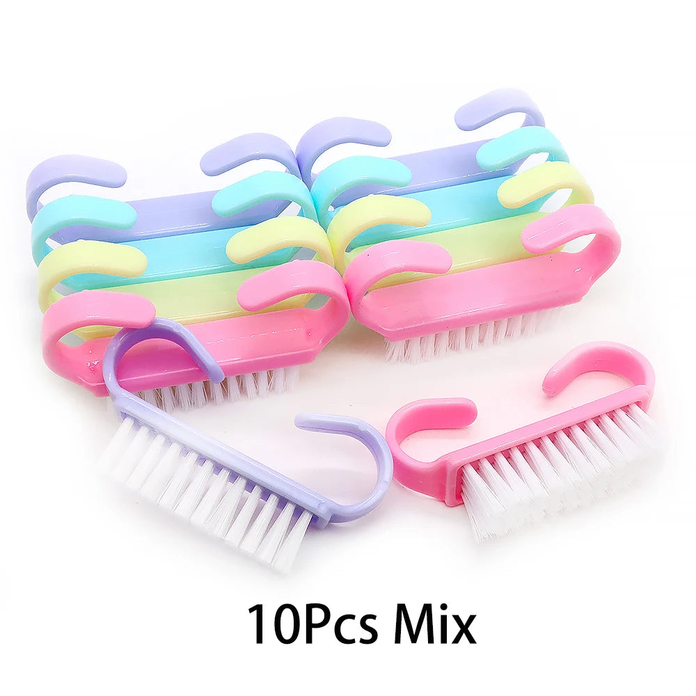 10/20/50/100pcs Nail Cleaning Brush Set - Handle Grip Fingernail Scrubber Tools for Men & Women Manicure Care