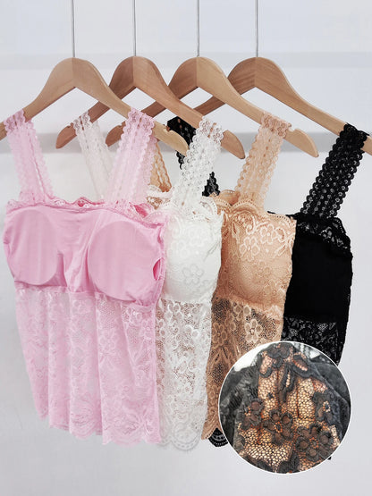 Lace Camisole for Women - Sleeveless Hollow Vest with Removable Breast Pads, Stylish Inner Top