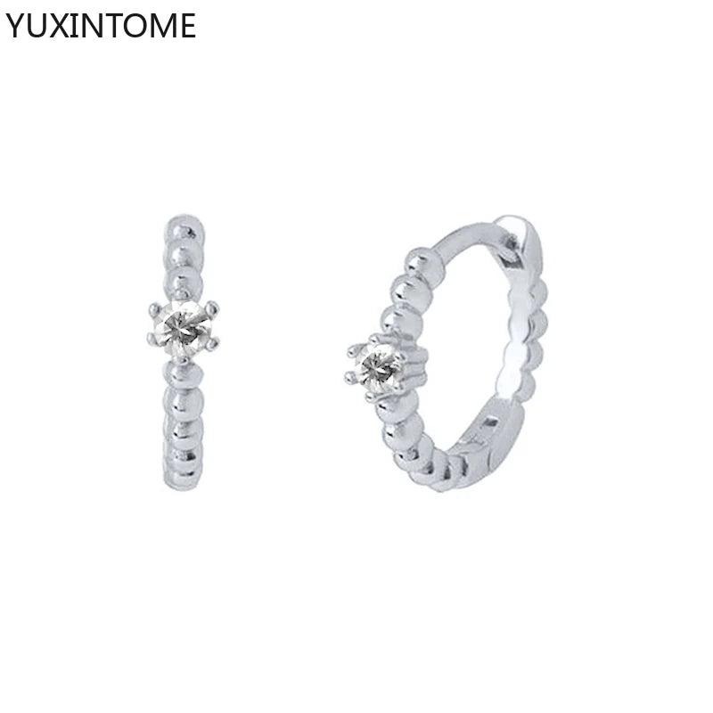 925 Sterling Silver White Zircon Hoop Earrings for Women – Fashion Geometric Crystal Silver Earrings Fine Jewelry Elegant Daily Wear Jewelry