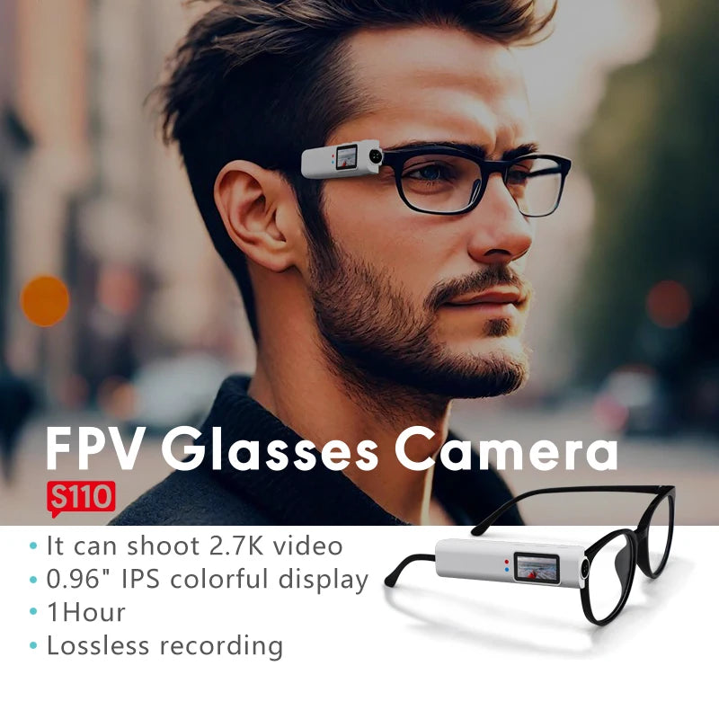 2.7K Glasses Camera – Mini Wearable Outdoor Security Sports DV DVR, WIFI Video Recorder for Driving, Hiking, and Surveillance