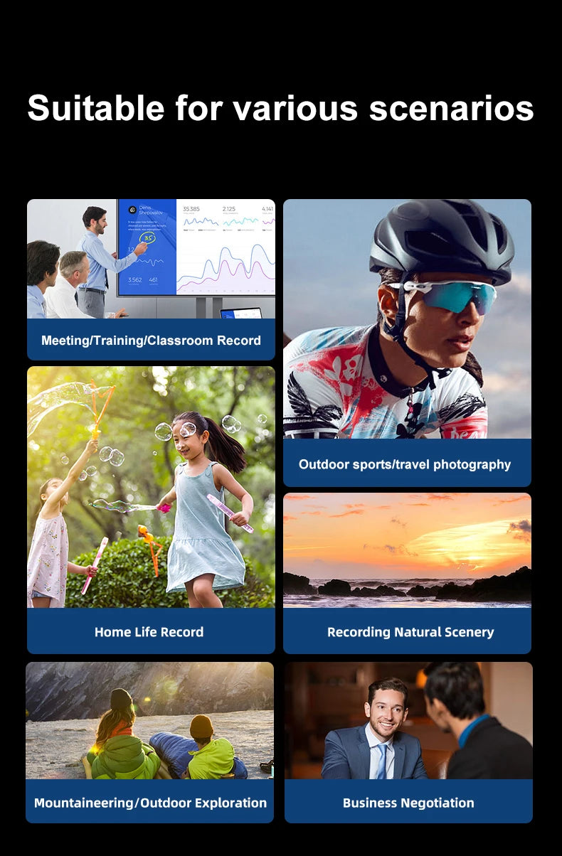 4K Bluetooth HD Video Glasses – Mini Smart Camera for Driving, Cycling, Wireless Music, and Hands-Free Calls