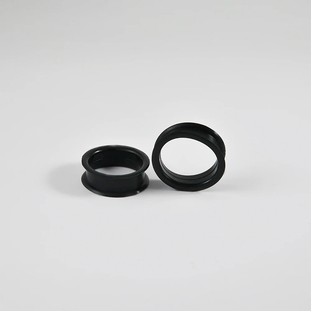 Pair of Supersize Black Silicone Double Flared Ear Tunnel Plugs — Flesh Gauge Expander Stretchers for Piercing
