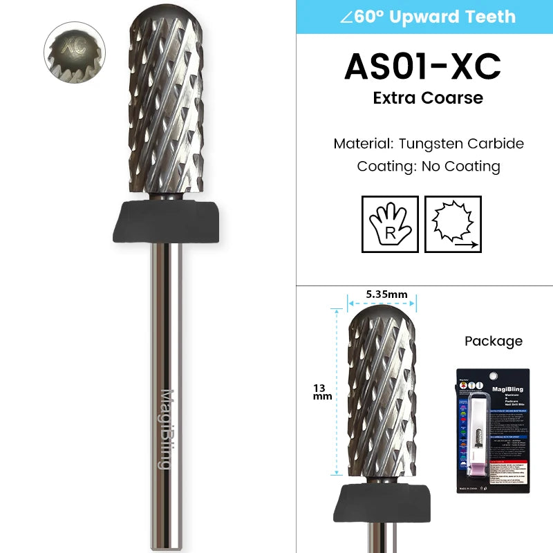 Gold Tungsten Carbide Nail Drill Bits – Large Barrel Milling Cutter, Pro Reversed Durable Grinding & Polishing Tools Accessories 4XC