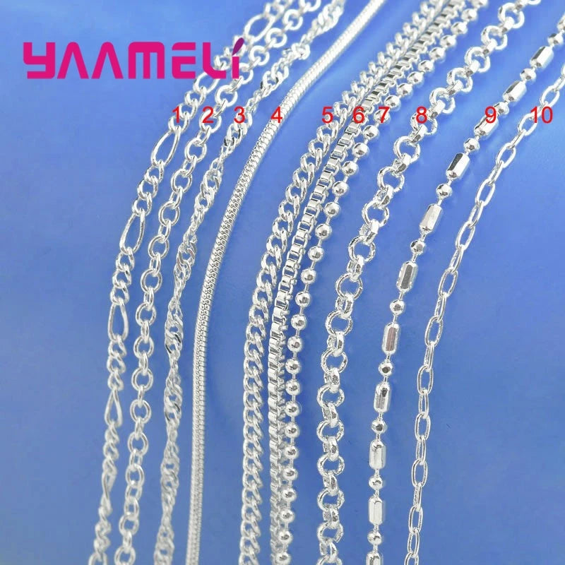 925 Sterling Silver Link Chain Necklace – 100% Authentic Genuine Jewelry with Lobster Clasp for Men & Women, 16–30 Inch, 10 Designs