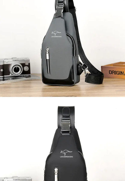 Men's Waterproof Oxford Chest Bag – Korean Style Casual Sport Crossbody Shoulder Messenger Bag