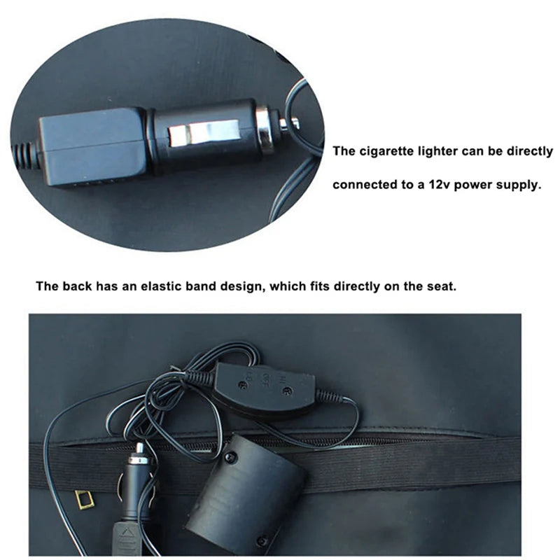 Car Electric Massage Back Cushion - Lumbar Support Health Care Pad for Auto Seat, Leather Auto Back Pillow