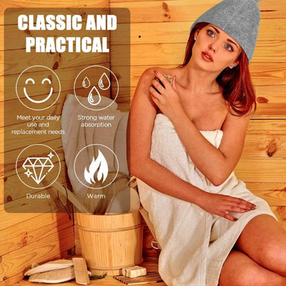 Felt Sauna Hat — Steam Cap for Men & Women, Home and Steam Room Sauna Accessory