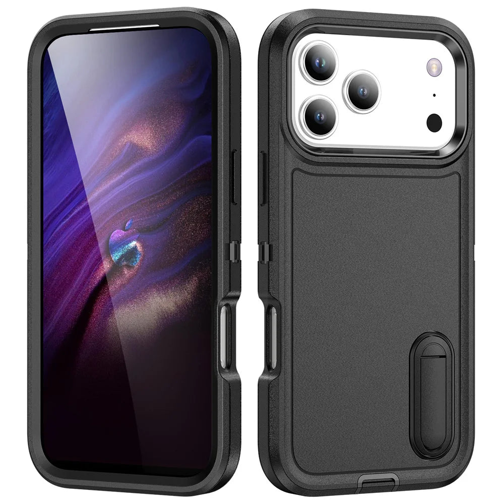Heavy Duty Armor Phone Case for iPhone – Shockproof Stand Cover with Kickstand for iPhone 11 to 17 Series