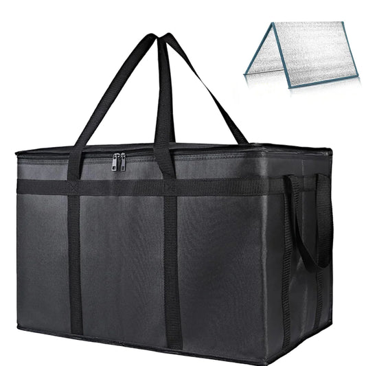 XXXL Large Capacity Insulated Pizza Delivery Bag Set with Removable Hard Bottom, 3-Layer Reusable Warming Carrier