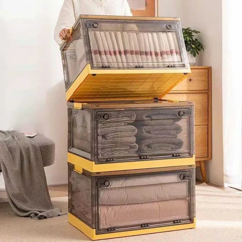 Foldable Transparent Storage Trunk — Large Capacity Plastic Organizer Box for Home, Wardrobe, and Clothes Storage