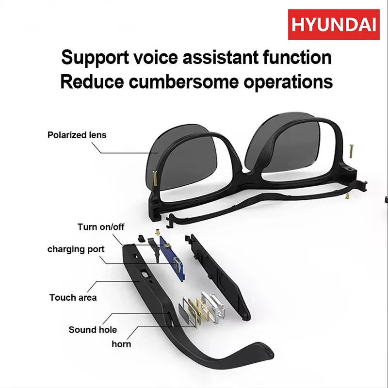 Choice HYUNDAI C8 Bluetooth 5.4 Glasses – Wireless Earphones with HD Mic, Multi-Function Keys, Driving Sunglasses (Lenovo C8 Compatible)