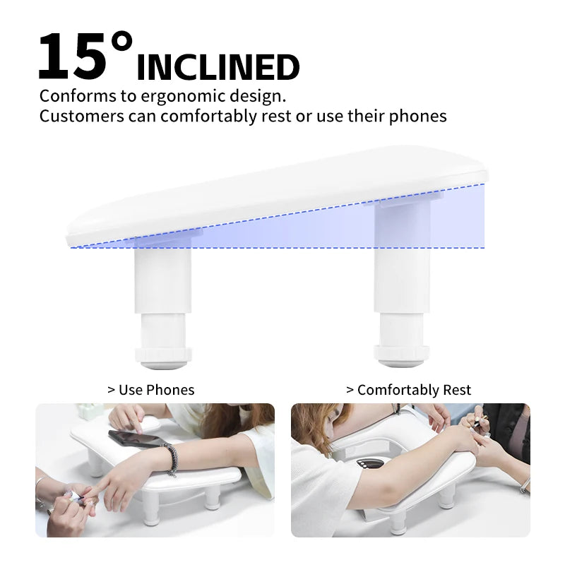 U-Shaped Nail Arm Rest Stand - Adjustable Manicure Pillow with Microfiber PU Leather Cushion for Hand Rest
