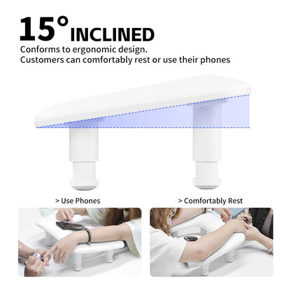 U-Shaped Nail Arm Rest Stand - Adjustable Manicure Pillow with Microfiber PU Leather Cushion for Hand Rest