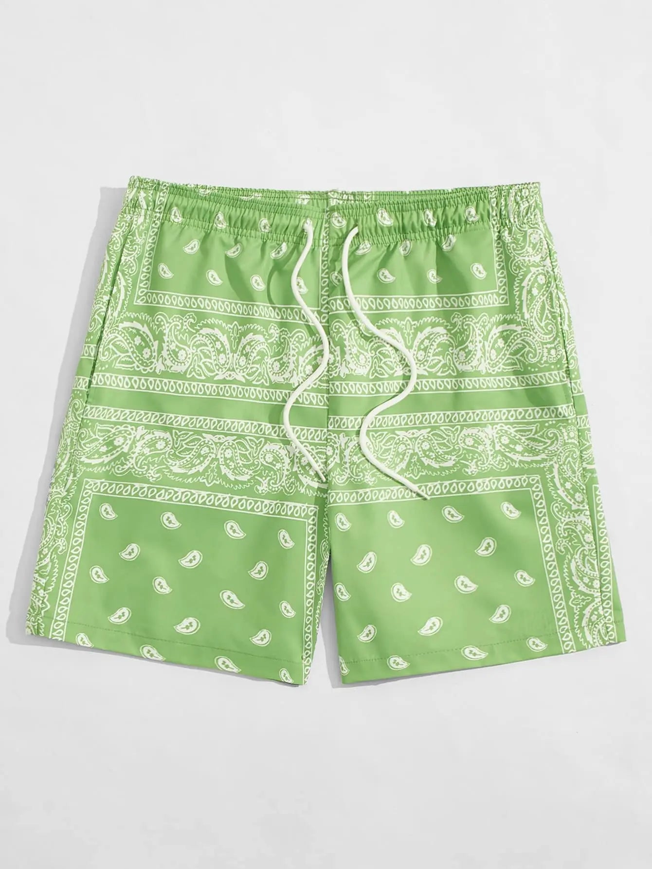 Trendy Bandana Graphic Beach Shorts - Men’s Summer 3D Printed Swim Trunks