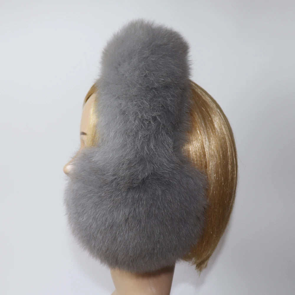 Real Fox & Raccoon Fur Earmuffs – Warm Winter Ear Warmer for Women and Girls, Plush Genuine Fur Accessory