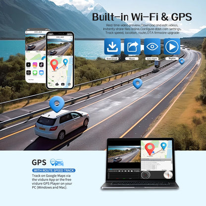 Free 64GB 360° Car DVR Dash Cam – WiFi, GPS, 24H Parking Monitor, 4 Lens HD 1080P Video Recorder with App Control