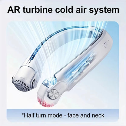 Portable USB Rechargeable Hanging Neck Fan – Adjustable Bladeless Turbofan Personal Cooler for Home, Dormitory & Outdoor Use