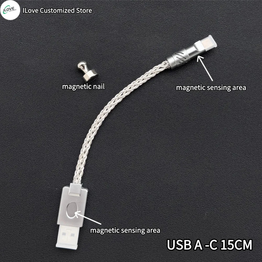 8K Gaming Keyboard USB-C Cable – Single-Crystal Copper Magnetic LED Cable for Esports Hubs and HMLAB Hubs