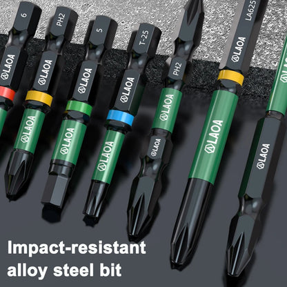 LAOA 2-Piece Alloy Steel Magnetic Impact Driver Bits - Impact-Resistant Cross & Hex Socket Bits