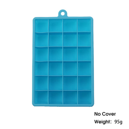 24-Hole Silicone Ice Tray — Square Mold for Ice, Food, Cheese, Jelly, with or without Lid