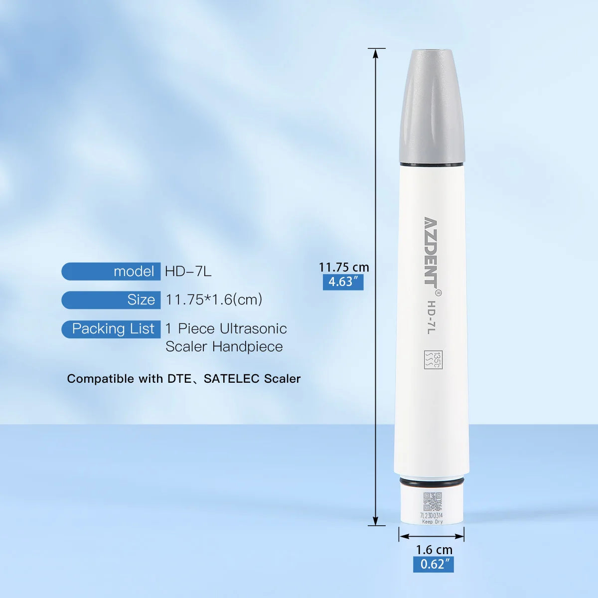 AZDENT Ultrasonic Piezo Scaler Handpiece – Compatible with SATELEC, DTE, WOODPECKER, EMS, VRN, 135° Sterilized