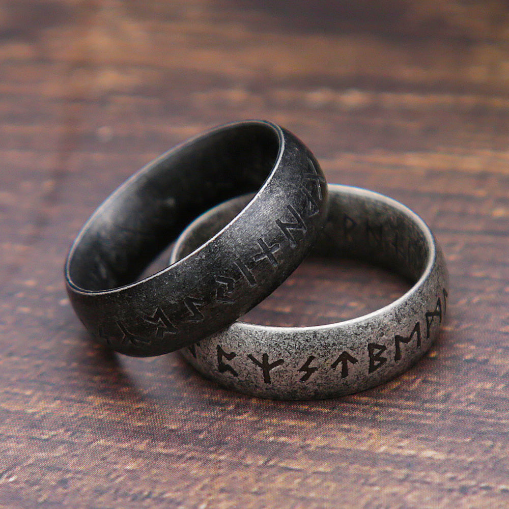 Fashion Retro Viking Rune Ring – 316L Stainless Steel Odin Letter Amulet, Couple Jewelry Gifts for Men & Women