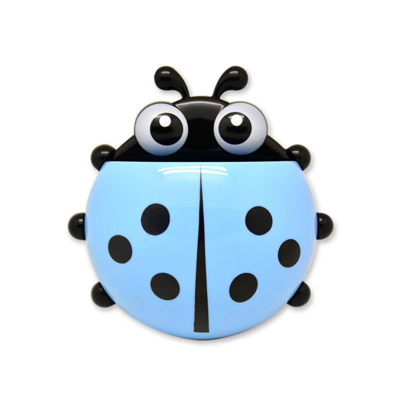 Ladybug Cartoon Animal Toothbrush Holder: 1pcs Insect Design Wall Suction Bathroom Organizer for Toothbrush and Toothpaste