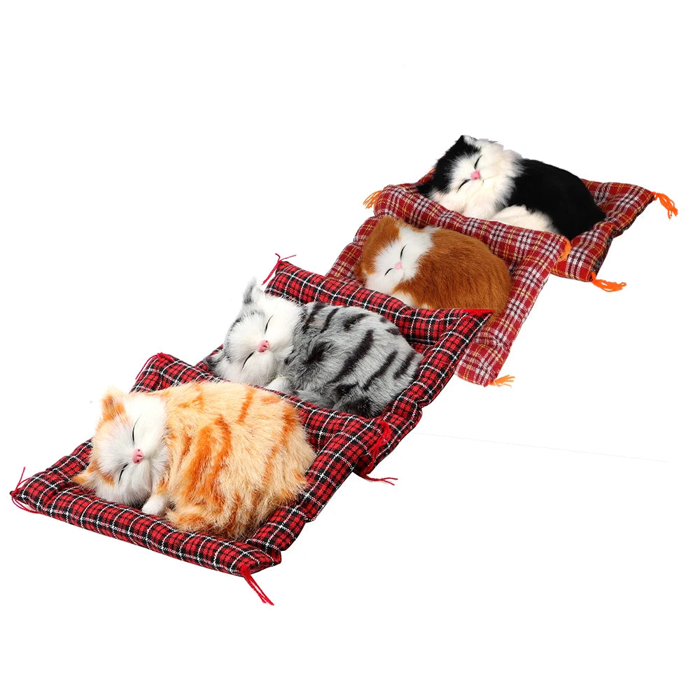Cute Sleeping Kitten Plush Toy - Soft Cat Doll for Home Decor, Car Dashboard and Interior Ornaments