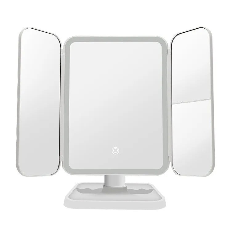 Tri-Fold LED Makeup Mirror with Smart Complementary Lighting - Beauty Light for Dorms, Dressing Rooms, and More
