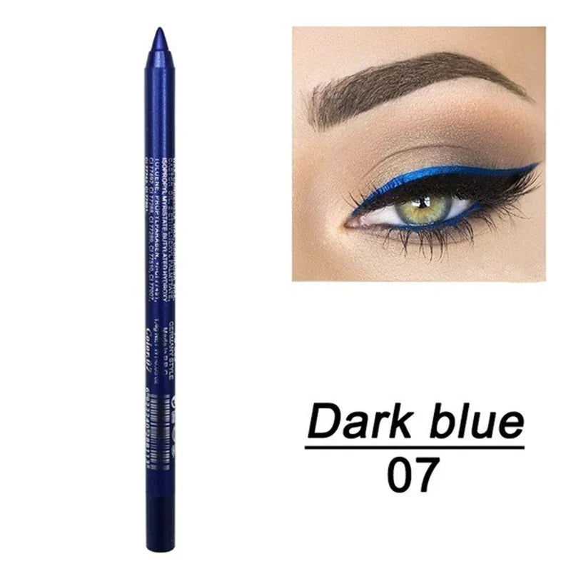 14-Color Waterproof Eyeliner Pencil – Long-Lasting Smokey Punk Style High-Pigment Shimmer Eyeshadow Stick
