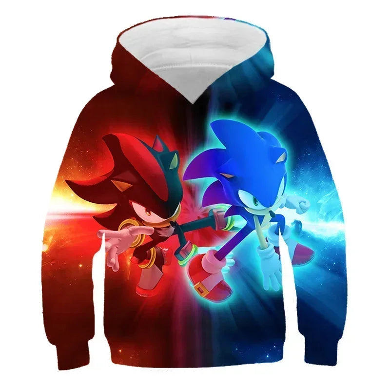2024 Sonic 3D Kids Hoodie – Cartoon Print Long Sleeve Sweatshirt for Boys & Girls, Spring & Autumn Clothing