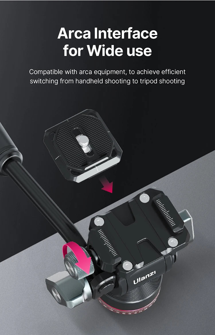Ulanzi U-190 Panoramic Tripod Head – Hydraulic Fluid Video Damping Head for DSLR, Monopod & Mobile Camera Stand