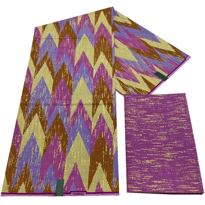 Kente Golden Wax Cotton Fabric - African Dutch Nigerian Ankara Batik Party Dress Fabric 2+4 Yards