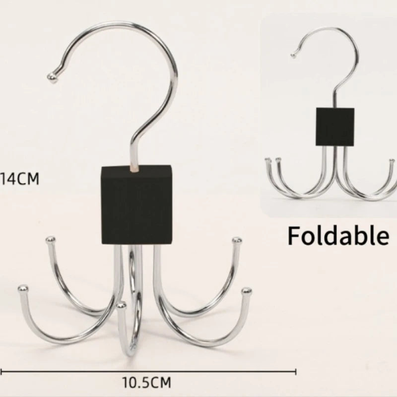 360° Rotating Metal Belt Hanger — Durable Organizer for Belts, Scarves, Bras & Ties, Home & Dorm Storage