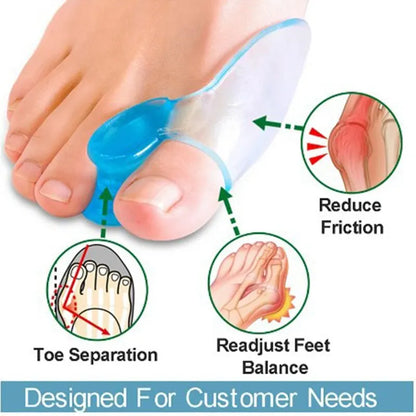 2PC Silicone Toe Splitter & Correction Device – Hallux Valgus Relief, Toe Sleeve for Large Foot Bone Separation, Manicure Tools