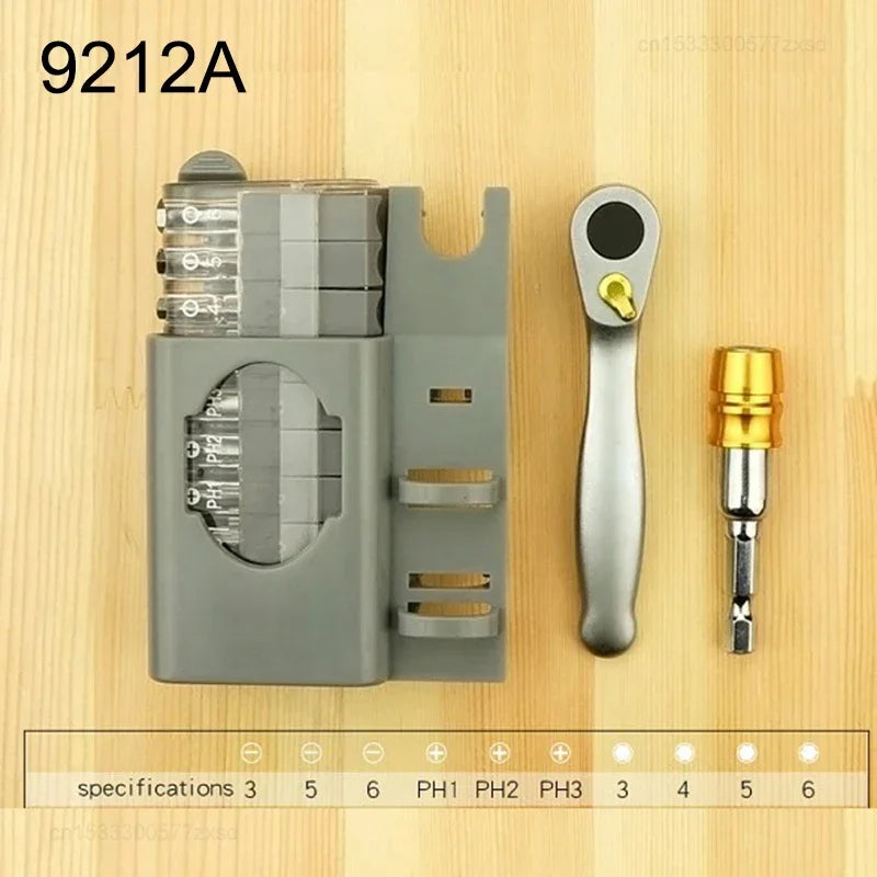 Mini Ratchet Wrench & Screwdriver Bit Set - Multifunctional Slotted & Phillips Repair Hand Tool Kit