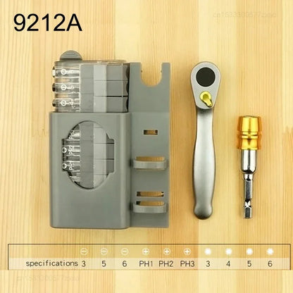 Mini Ratchet Wrench & Screwdriver Bit Set - Multifunctional Slotted & Phillips Repair Hand Tool Kit