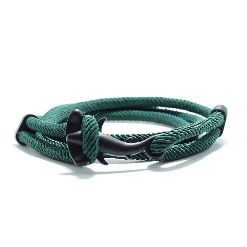 Multilayer 4mm Milan Rope Viking Bracelet - Charms of Whale Tail, Shark, Turtle, Manta Ray, Dolphin for Men