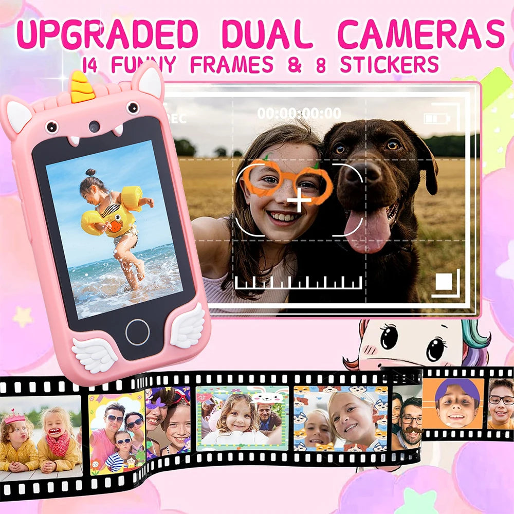 Kids Musical Smart Phone Toy – Cartoon Unicorn Touchscreen Baby Mobile for Girls & Boys, Educational Birthday & Christmas Gift