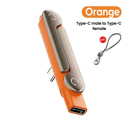 Type-C 240W Fast Charging Bracket Adapter – USB-C Male to USB-C Female OTG Converter with Foldable Holder (1/2/3PCS)