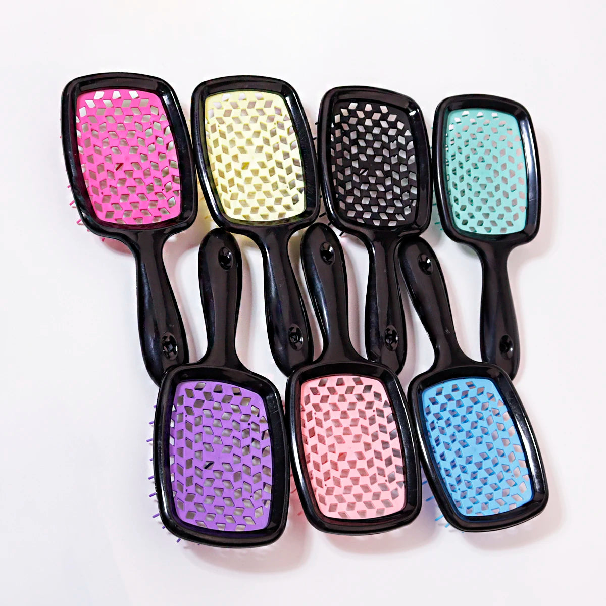 Tangled Hair Combing Massage Brush — Hollow Curly Hair Salon Brush for Real Hair & Wigs