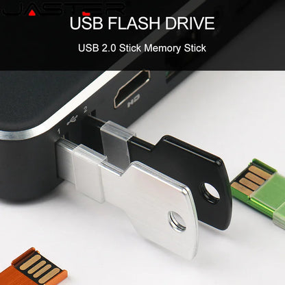 64GB Metal Key-Shaped USB Flash Drive – High-Speed U Disk, Real Capacity Storage (Black/Silver)