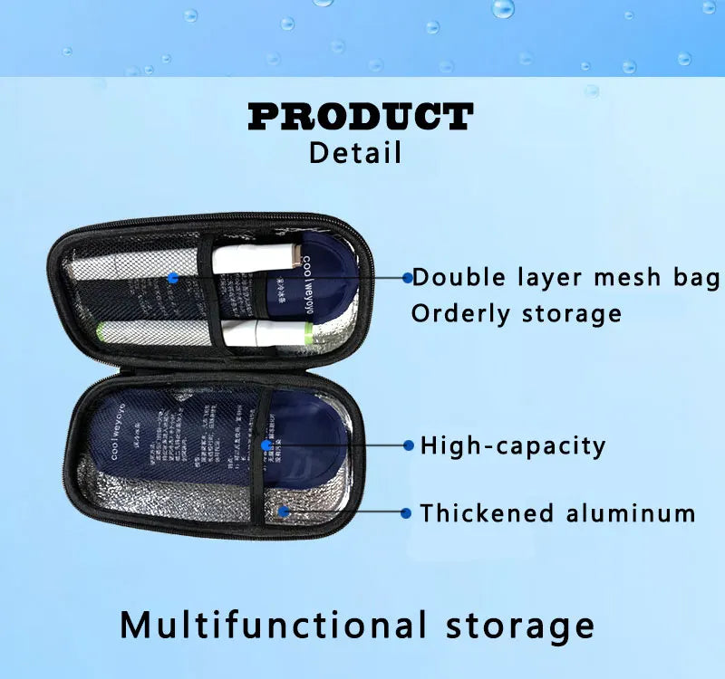 Waterproof PU Insulin Cooler Bag – Portable Insulated Diabetic Travel Case, Aluminum Foil Cooler Box & Ice Bag