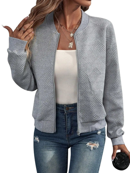 Women’s Plus Size Zipper Sweater Coat - Casual Solid Color Autumn & Winter Jacket