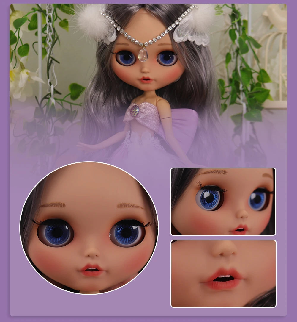 ICY DBS Blyth Doll – 1/6 Joint Body BJD Anime Girl with Tan Skin, Matte Face & Pouting Mouth OOAK OB24